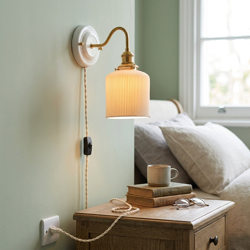 Odette Ribbed Ceramic Wall Sconce