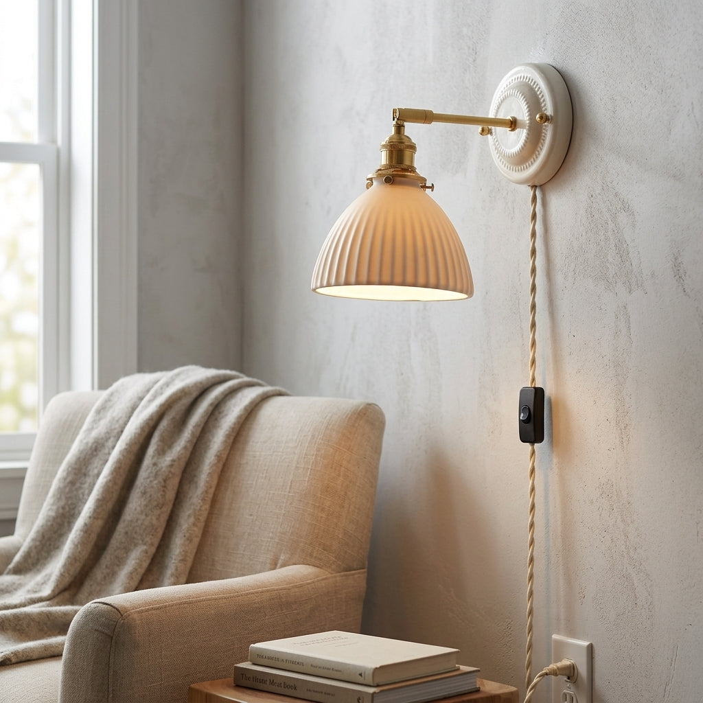 Mirelle Ribbed Ceramic Wall Sconce