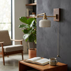 Alden Ribbed Ceramic Swing Arm Wall Light