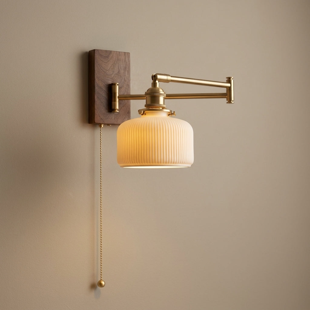 Alden Ribbed Ceramic Swing Arm Wall Light