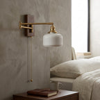 Alden Ribbed Ceramic Swing Arm Wall Light