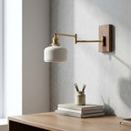 Alden Ribbed Ceramic Swing Arm Wall Light
