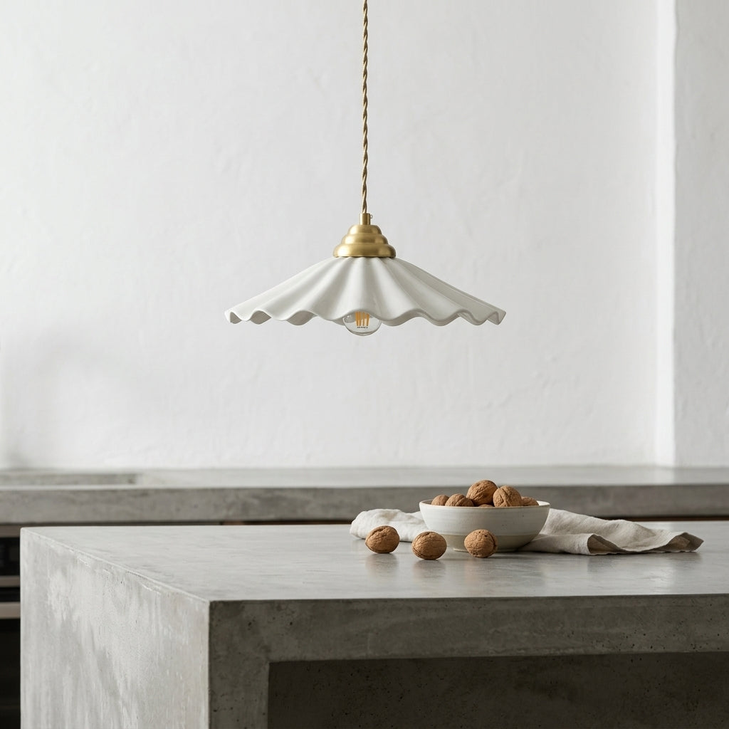 Elara Scalloped Ceramic Pendant Light