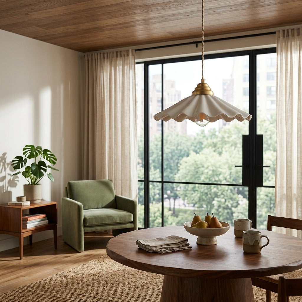 Elara Scalloped Ceramic Pendant Light