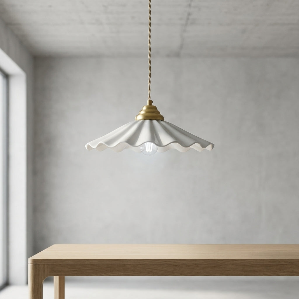 Elara Scalloped Ceramic Pendant Light