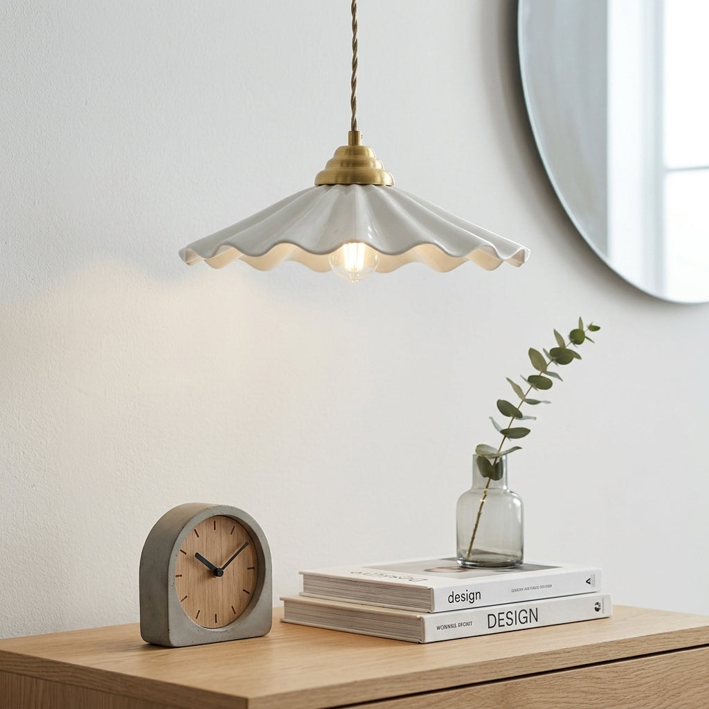 Elara Scalloped Ceramic Pendant Light