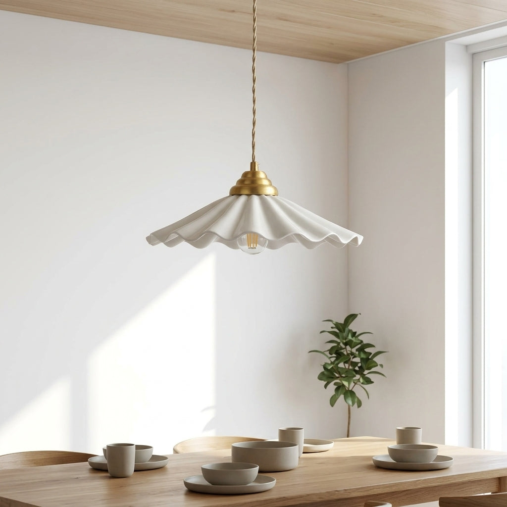 Elara Scalloped Ceramic Pendant Light